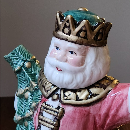 Vintage World Bazaars Santa King Ceramic Pitcher Teapot | Regal Father Christmas