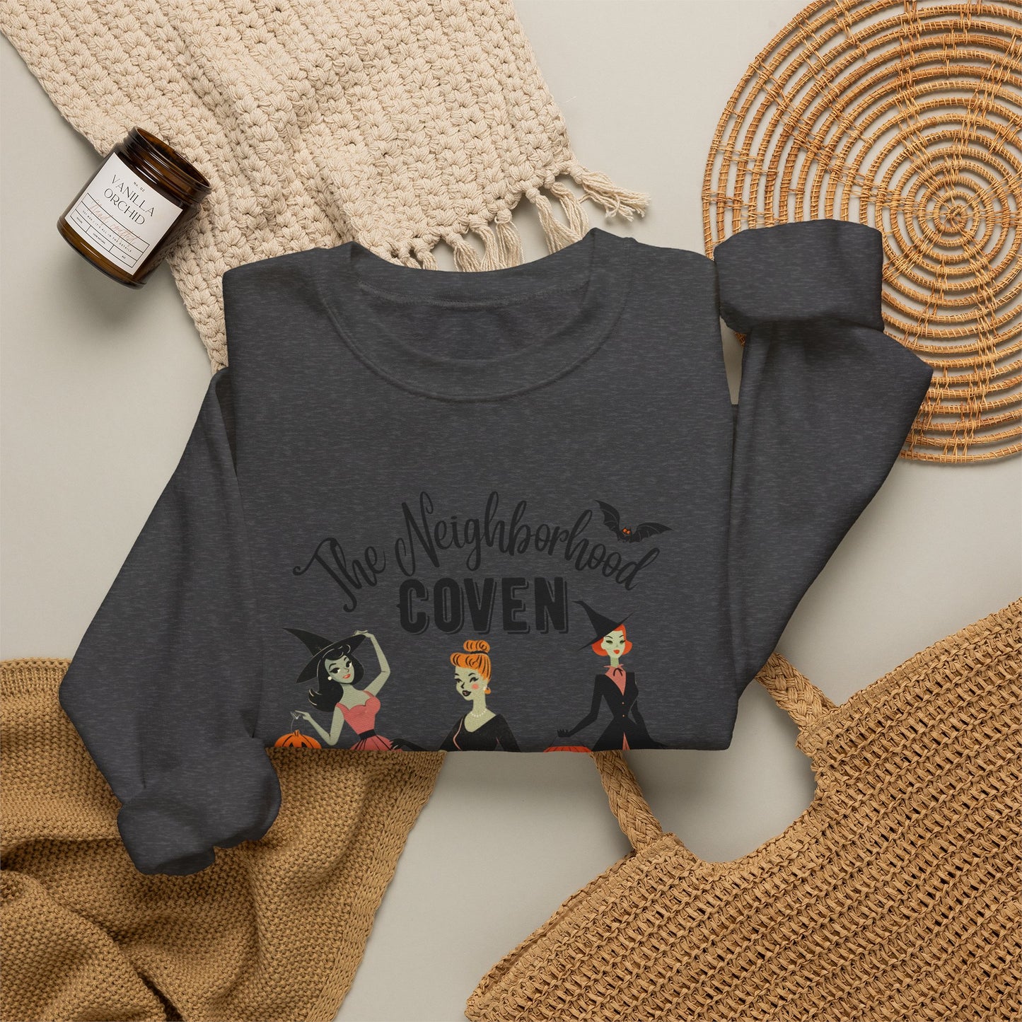The Neighborhood Coven Sweatshirt — Vintage Halloween Witch Crewneck