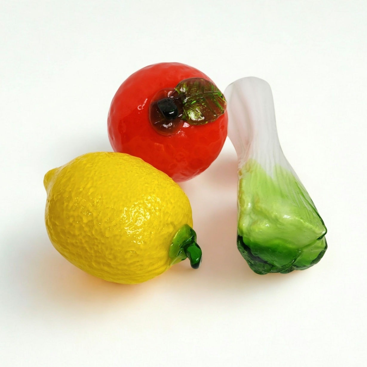 Mid-Century Hand Blown Glass Fruit & Vegetable Set