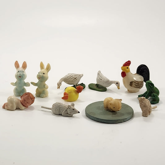 π Vintage Miniature Animal Figurine Lot β 12 Pieces | Farm, Forest & Nursery Theme | Kids Dollhouse Scale Collectibles