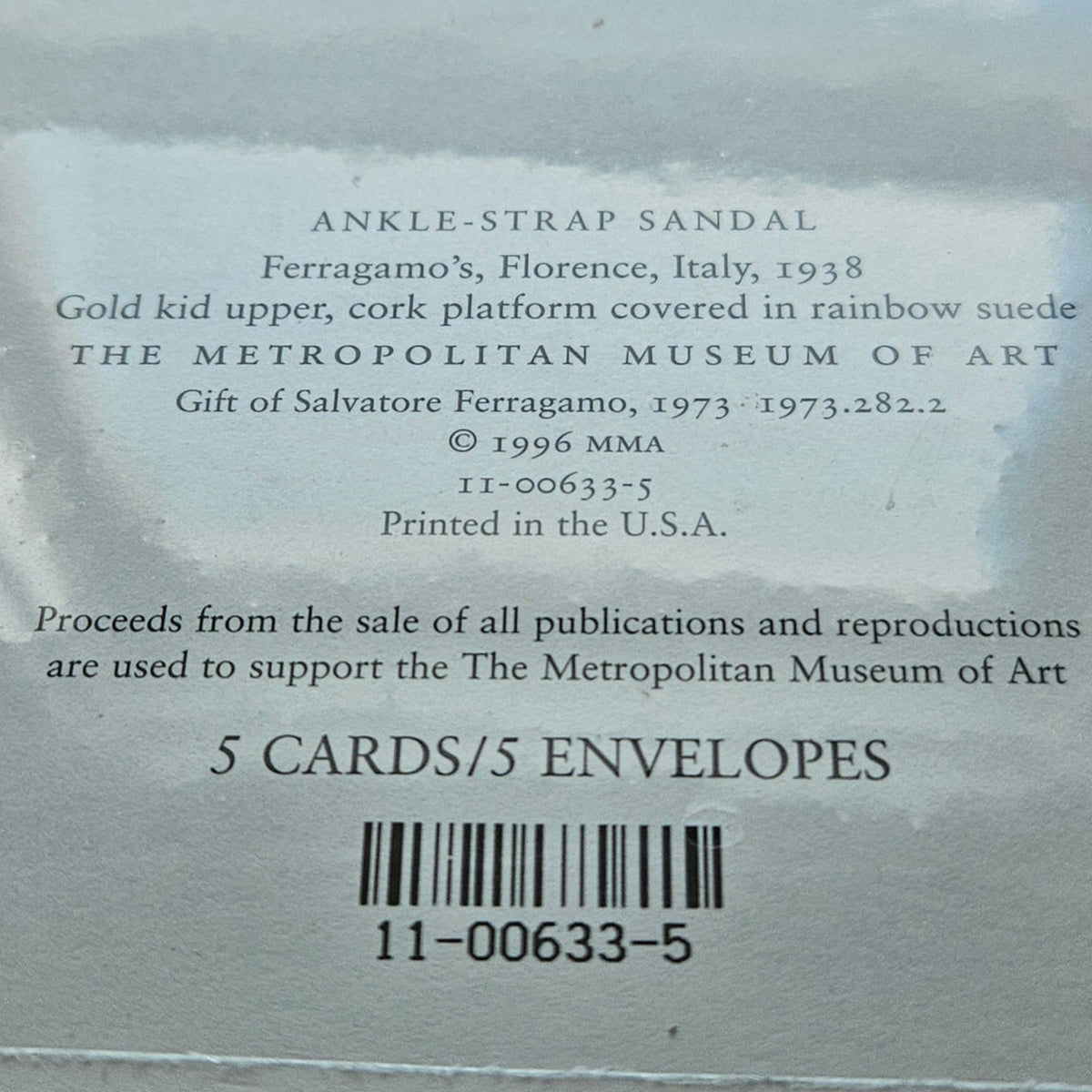 NWT Vintage Met Museum Ferragamo Card Set | Rainbow Platform Sandal 1990s Sealed
