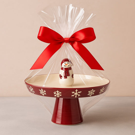 π St. Nicholas Square Yuletide Collection Snowman Pedestal Tray β Vintage 2000s Christmas Servingware π