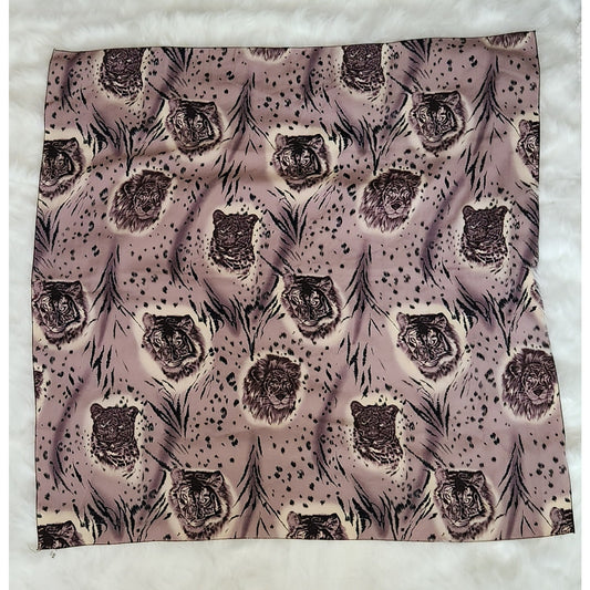 1980s Large Silky Mauve Animal Print Scarf