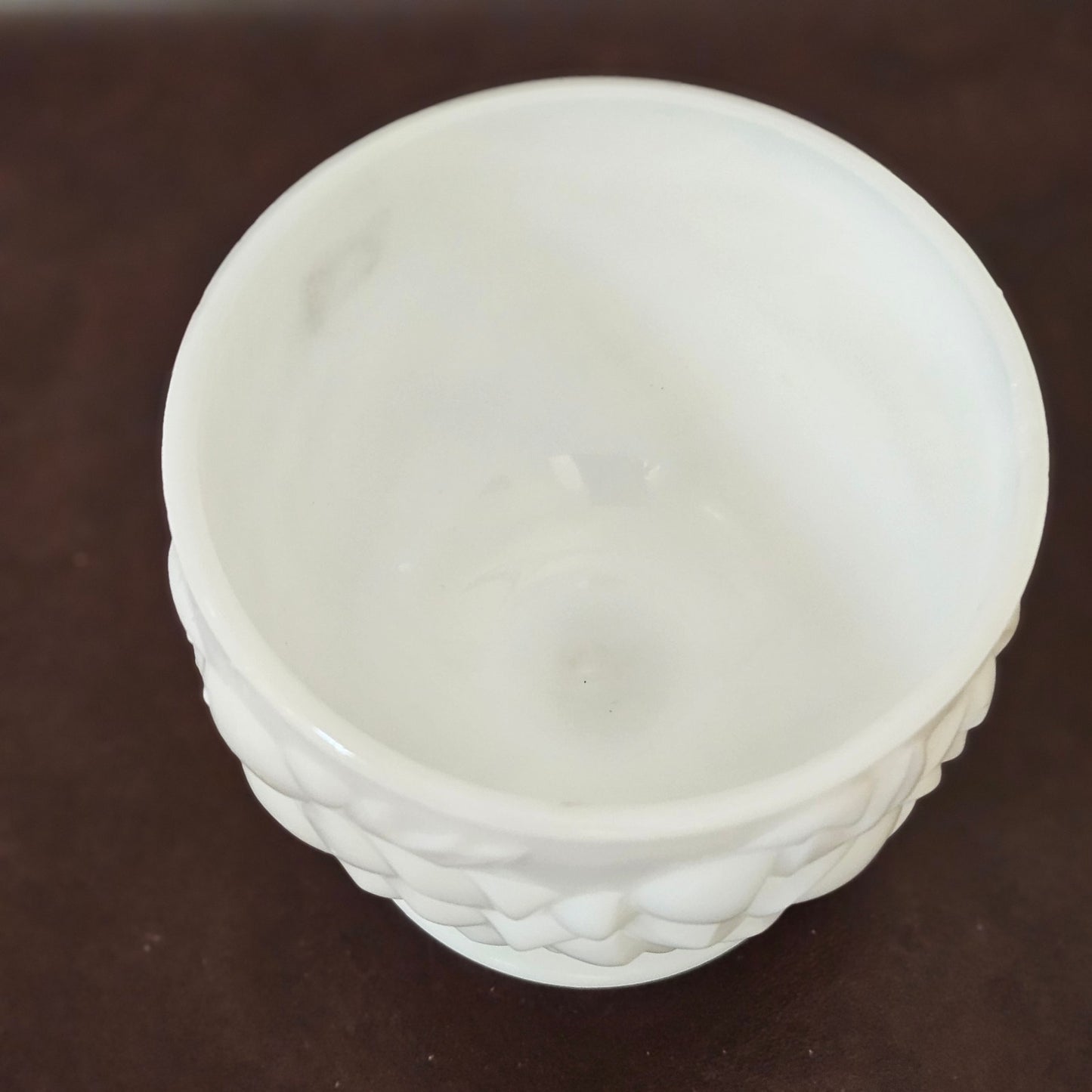 Vintage Milk Glass Pedestal Compote – Grape Pattern 5” Bowl