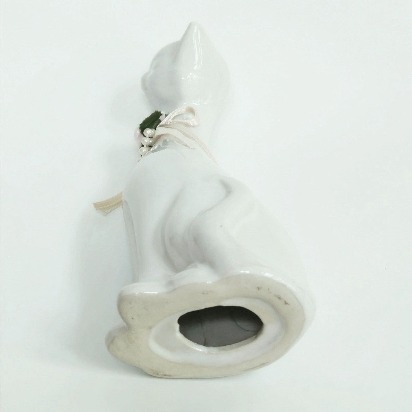 Mid-Century Tall White Ceramic Cat Figurine