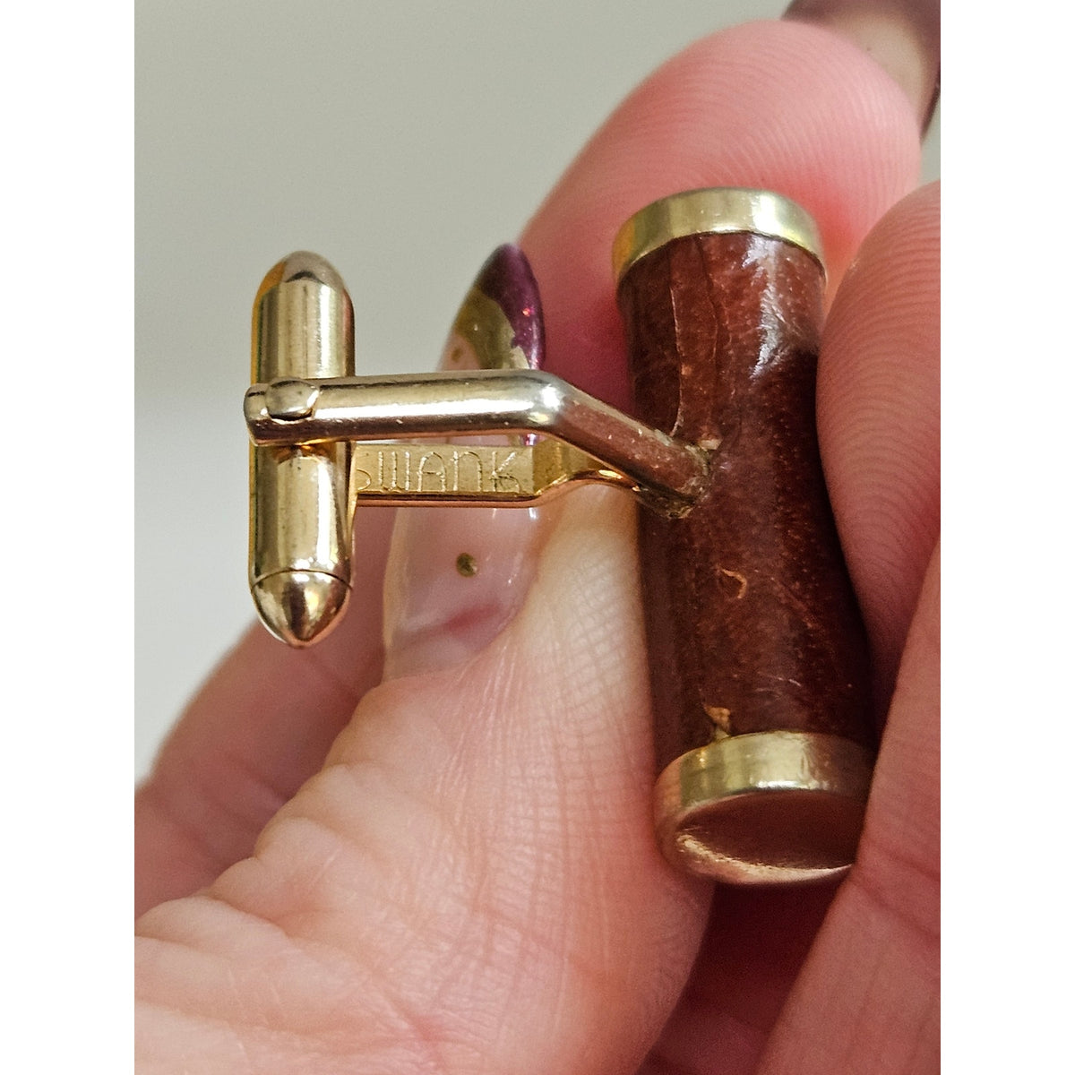 MCM Swank Brown Leather Cufflinks