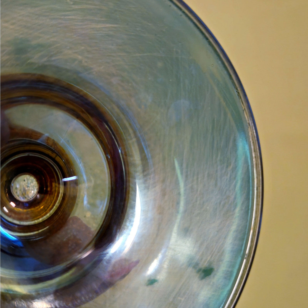 Vintage MCM Blush & Smoke Art Deco Glass Cocktail Coupes (2) | Rose Copper Teal