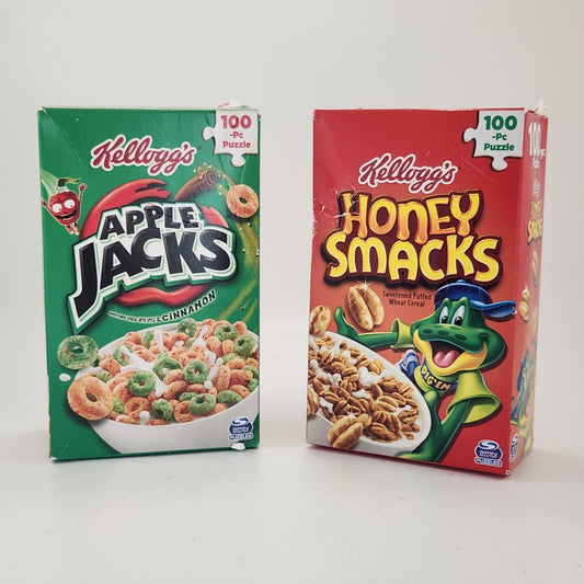 Apple Jacks & Honey Smacks Cereal Box 100-Piece Puzzles – | Set of 2 | Spin Master