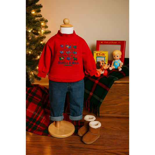 Vintage Baby BโGosh Scotties & Bows Red Sweatshirt โ Toddler 18M โ 90s Christmas Holiday Pullover