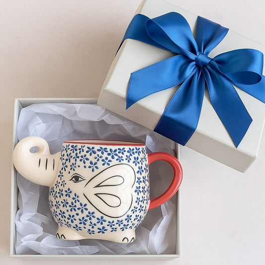 π Yokohama Studio Japan Ceramic & Enamel Blue Floral Elephant Mug β Reproduction | Home