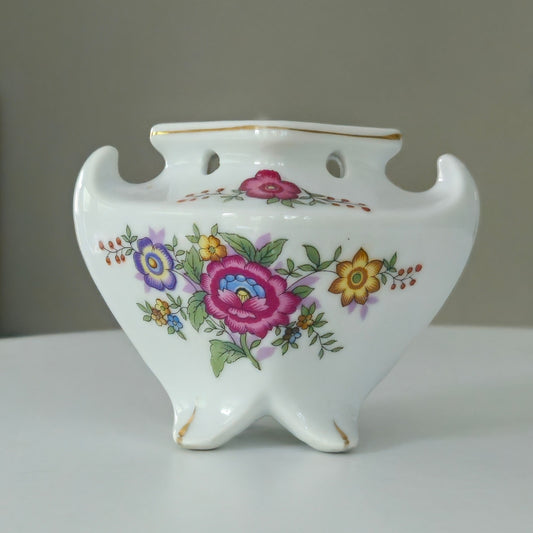 Vintage Japanese Porcelain Pagoda Posy or Incense Holder | Mid-Century Bud Vase