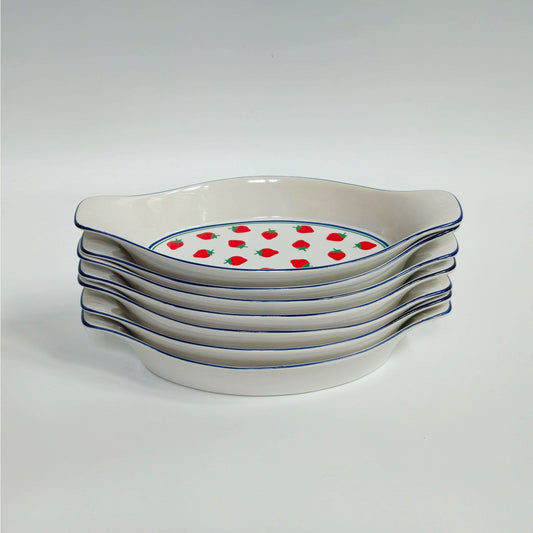 1980s Strawberry Fields Ceramic Au Gratin Baker (Multiple Available)
