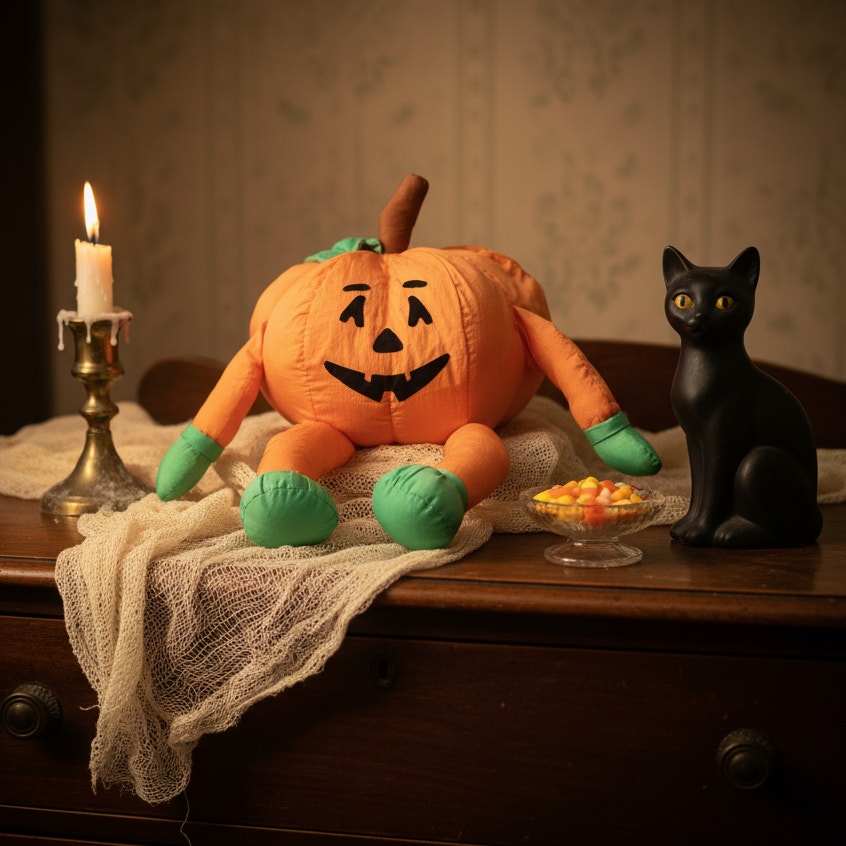 1990s Halloween Jack-O’-Lantern Pumpkin Plush