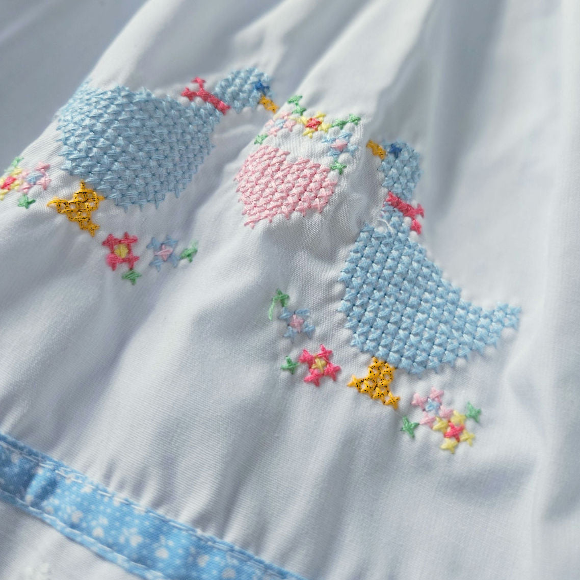 1980s Baby Togs Blue Goose Pinafore Dress | Girls 24M