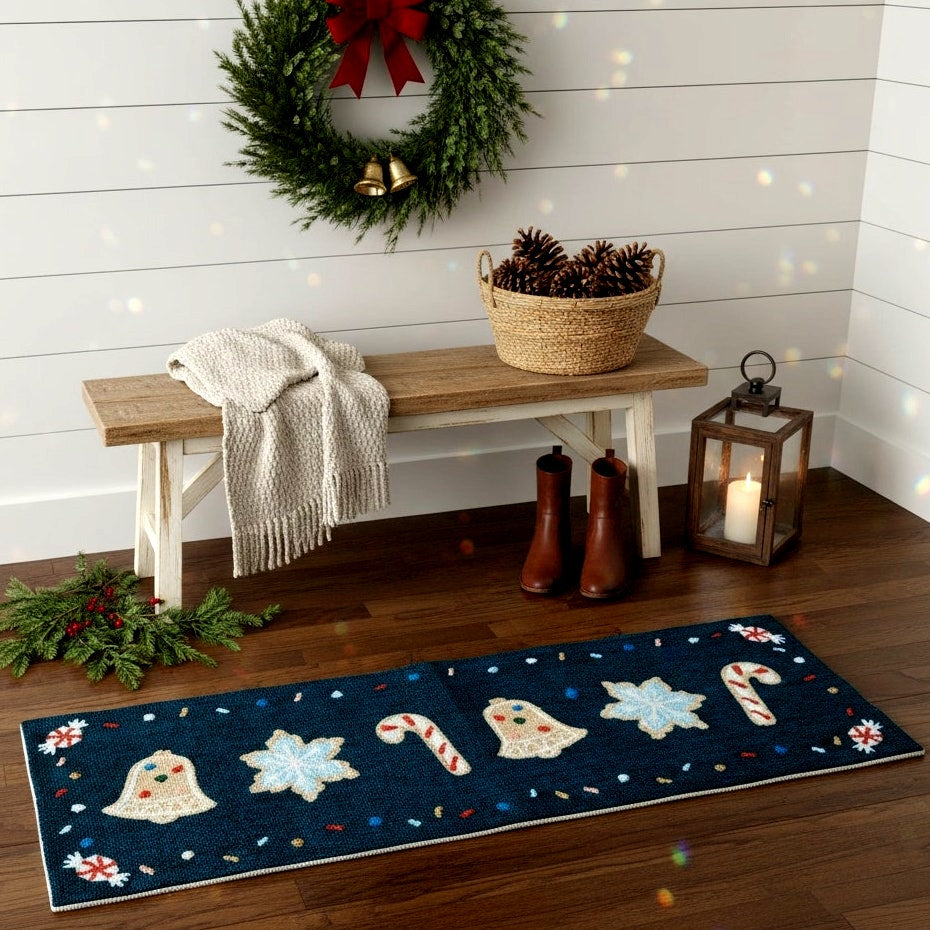 Rifle Paper Co x Loloi Green Cookies Holiday Runner Rug 20x60