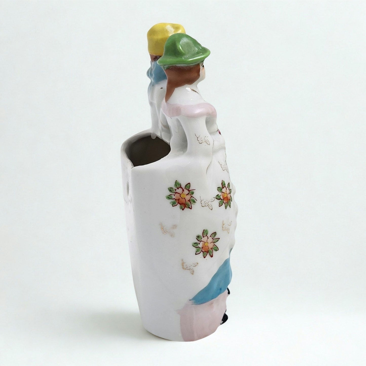 Antique Japanese Figural Porcelain Wall Pocket Vase
