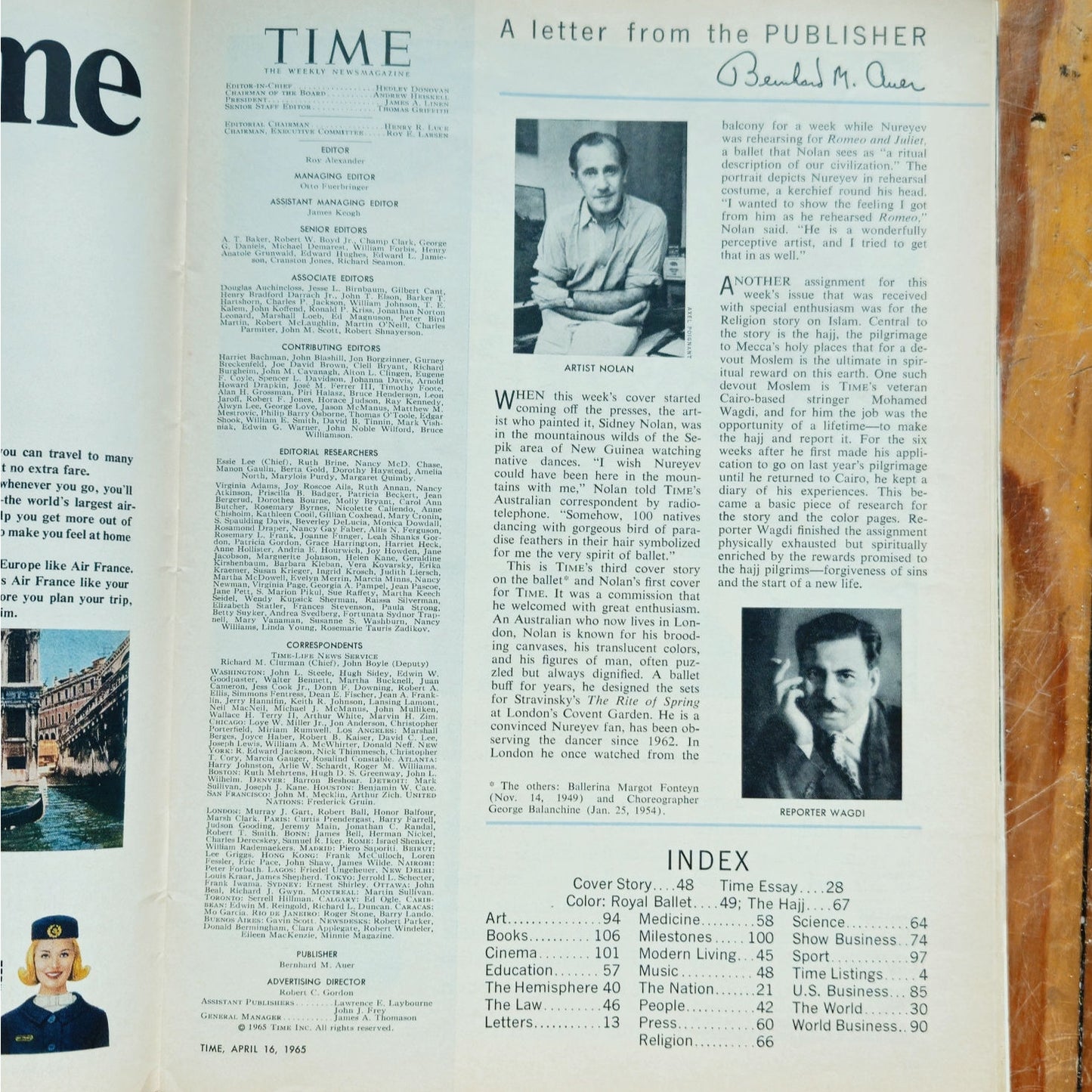 Vintage TIME Magazine | April 16 1965 Rudolf Nureyev Cover | Mid Century Ballet