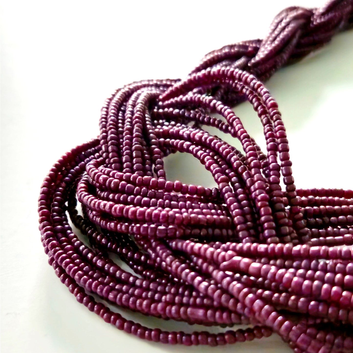 Vintage Y2K Multi-Strand Purple Seed Bead Braided Statement Necklace