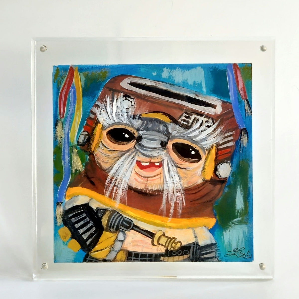 Original Star Wars Babu Frik Framed Painting