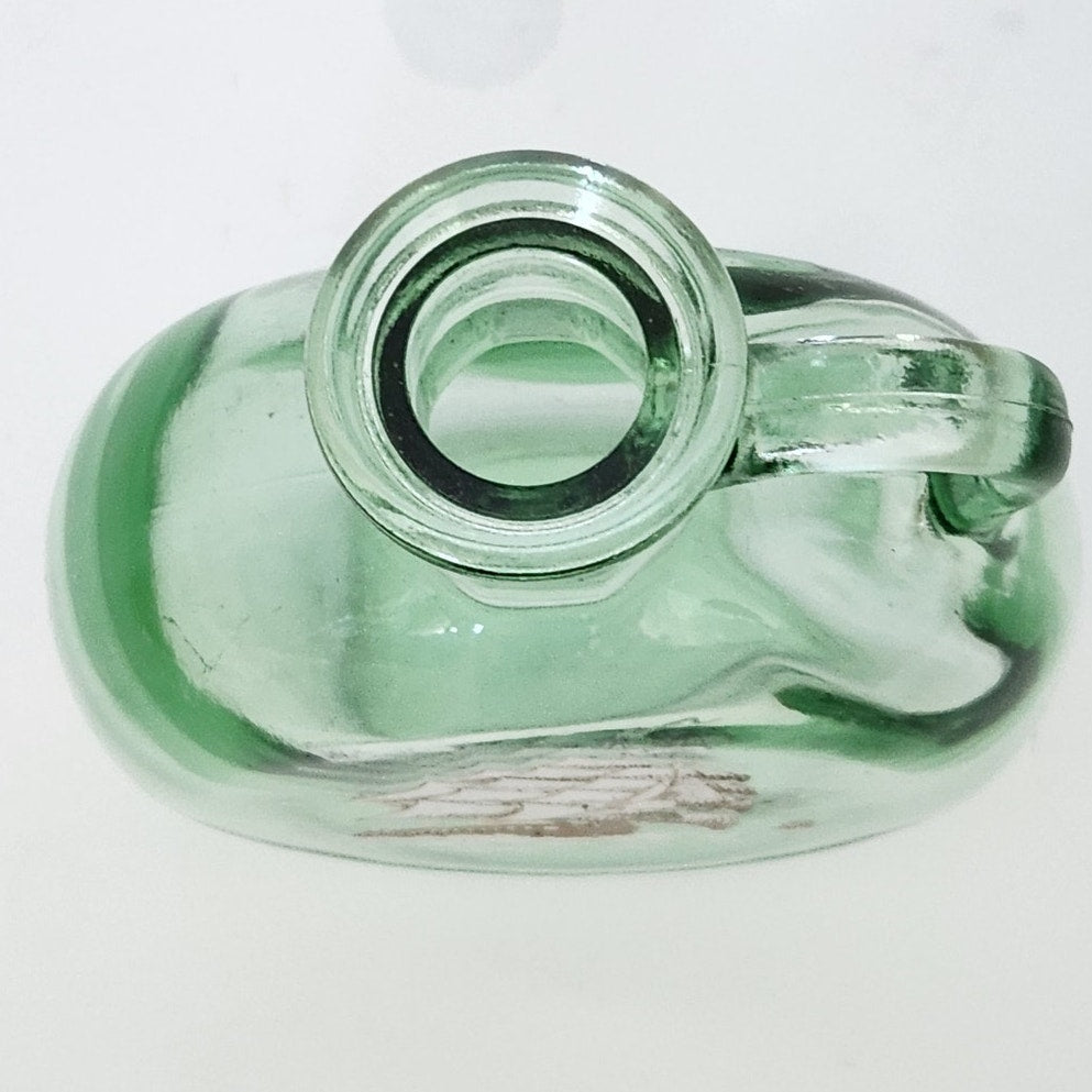 Vintage MCM Old Fitzgerald Green Glass Flagship Decanter Bottle | 1960s Barware