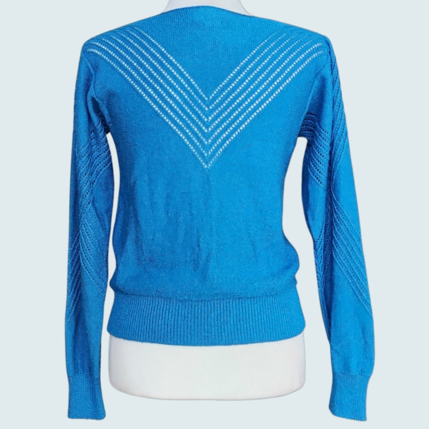 Vintage Oscar de la Renta Bright Blue Knit Sweater | 1980s Knitwear | Women's S