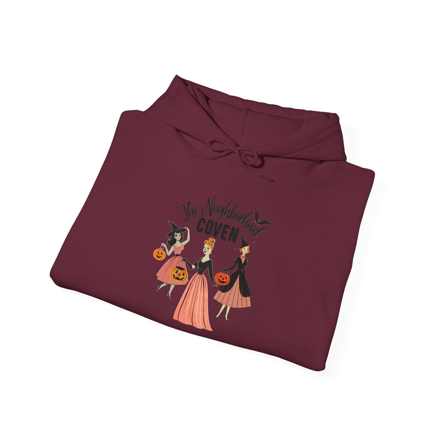 Witchy Girls Halloween Hoodie — 'Coven' Vintage Witch Trio Pullover
