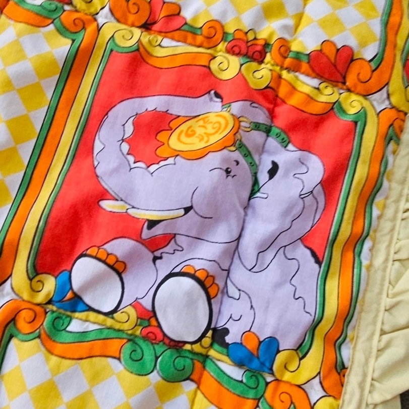 Vintage Ringling Bros Barnum & Bailey Baby Crib Blanket | 1970s Circus Nursery