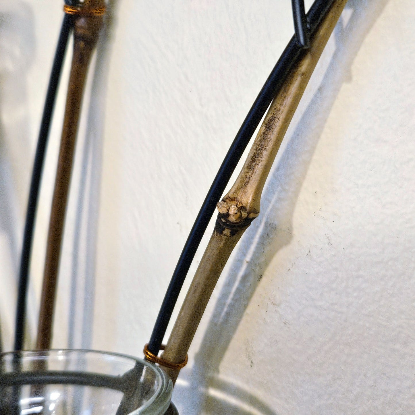 Vintage Bamboo & Metal Wall Candle Holder – 1970s Triple Glass Votive Sconce