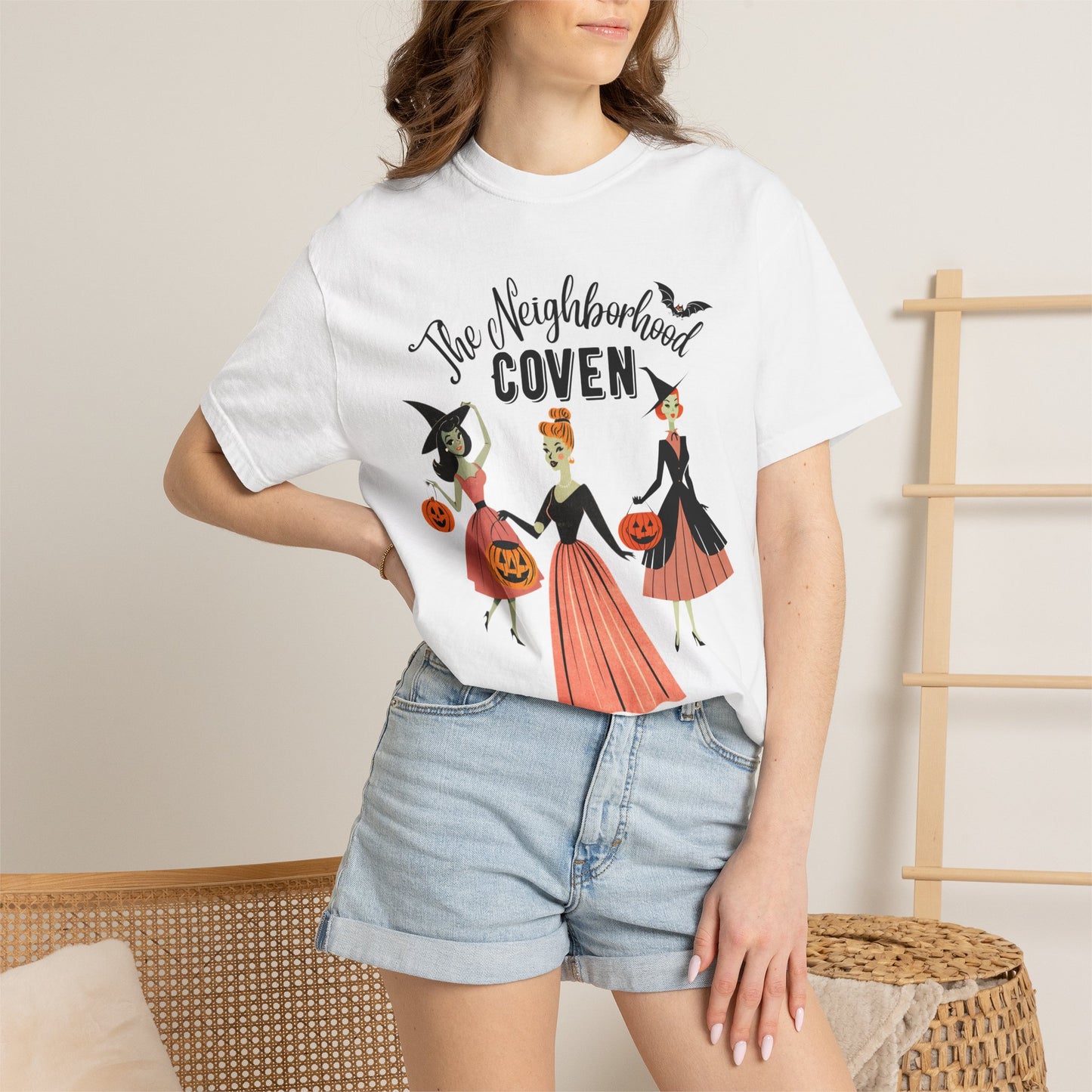 Halloween T-Shirt — The Neighborhood Coven Vintage Witch Trio Graphic