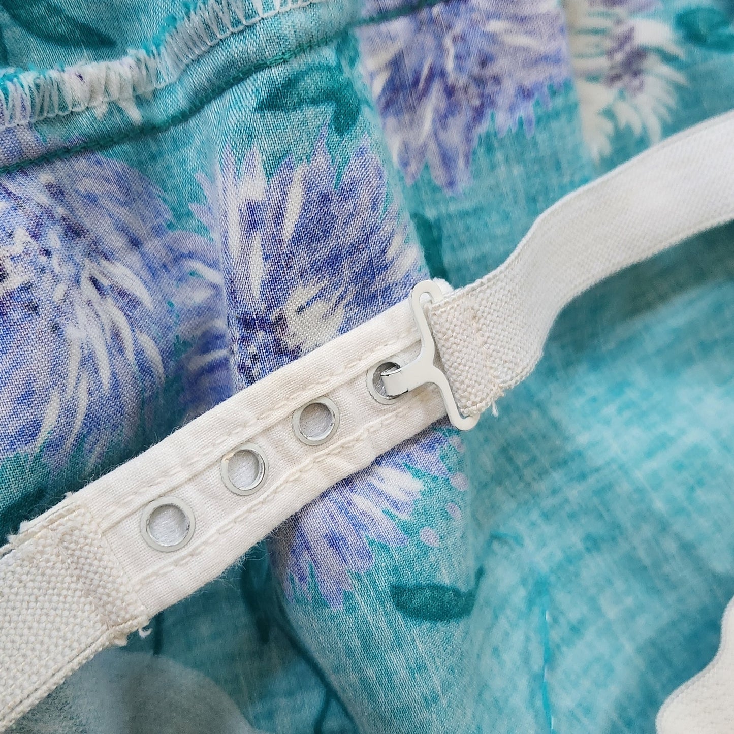 1970s Malia of Honolulu Teal Floral Sundress | Women's 6-8