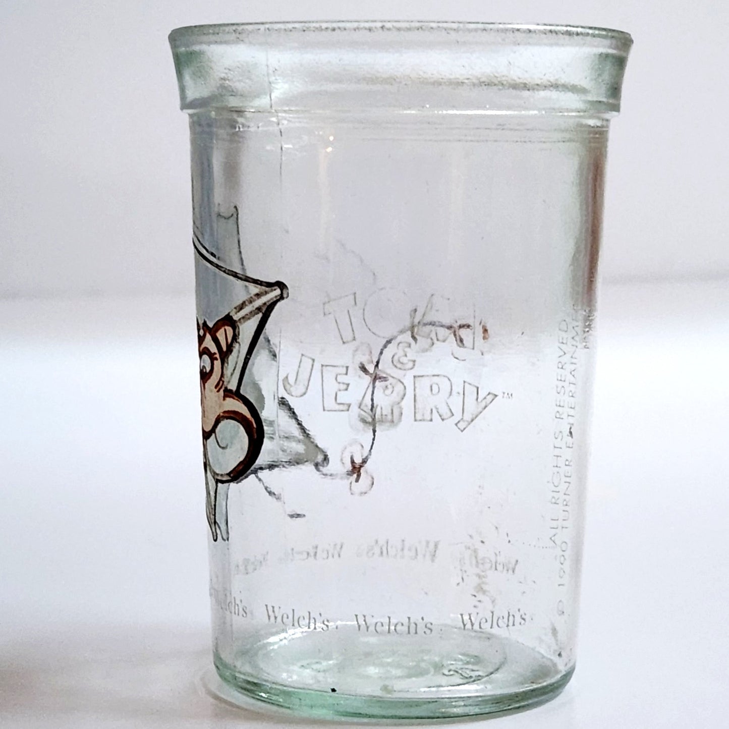 Vintage 1990 Welch’s Jelly Glass – Tom & Jerry Kids Cartoon Collectible – Retro Cup