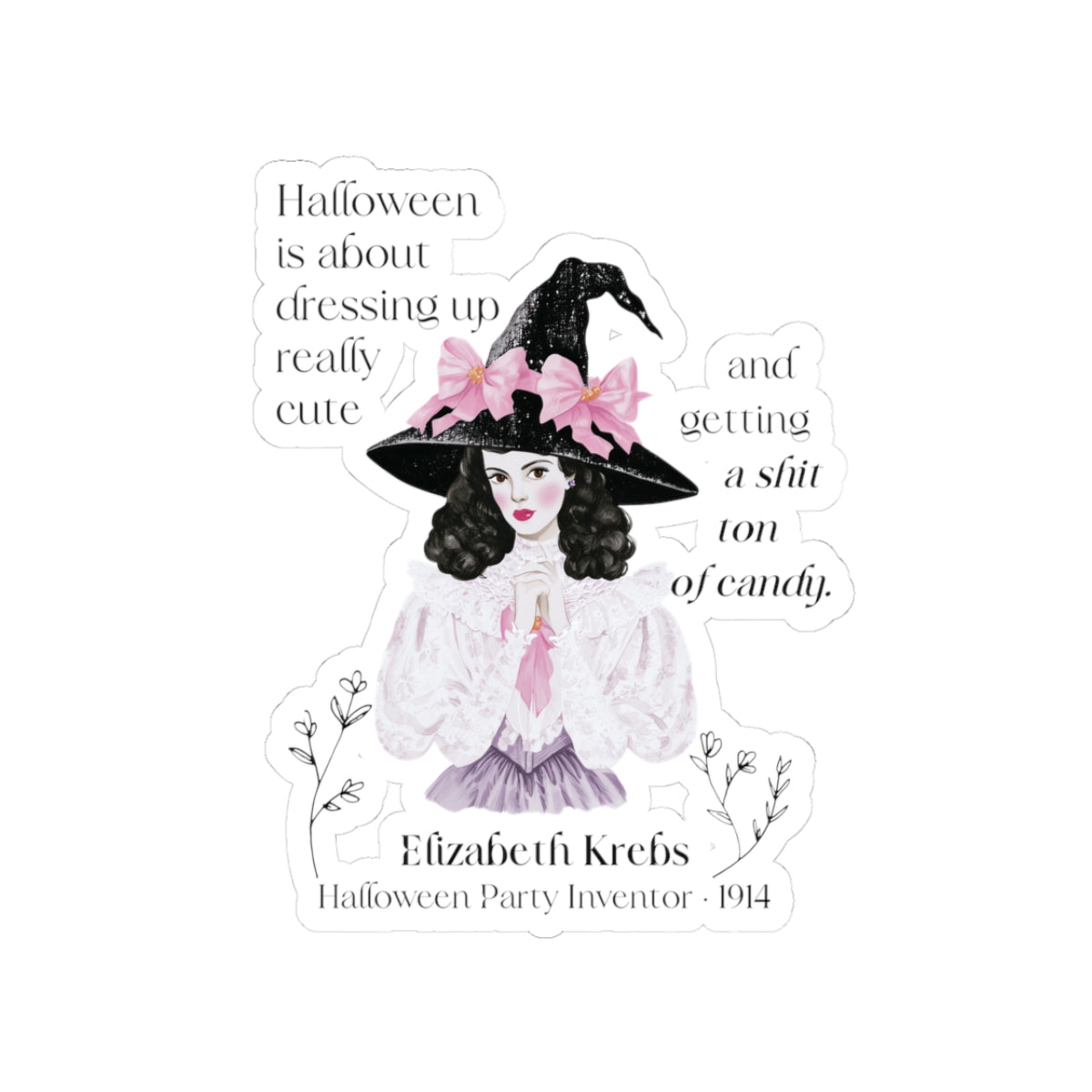 Elizabeth Krebs Halloween Witch Kiss-Cut Sticker