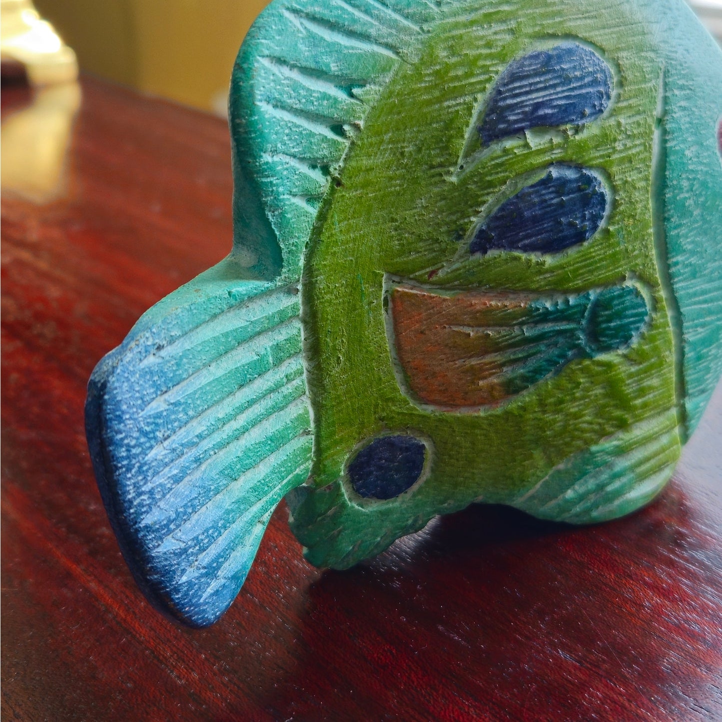 Vintage Mid-Century Hand-Carved Wooden Fish Figurine | 1960s–70s Coastal Art