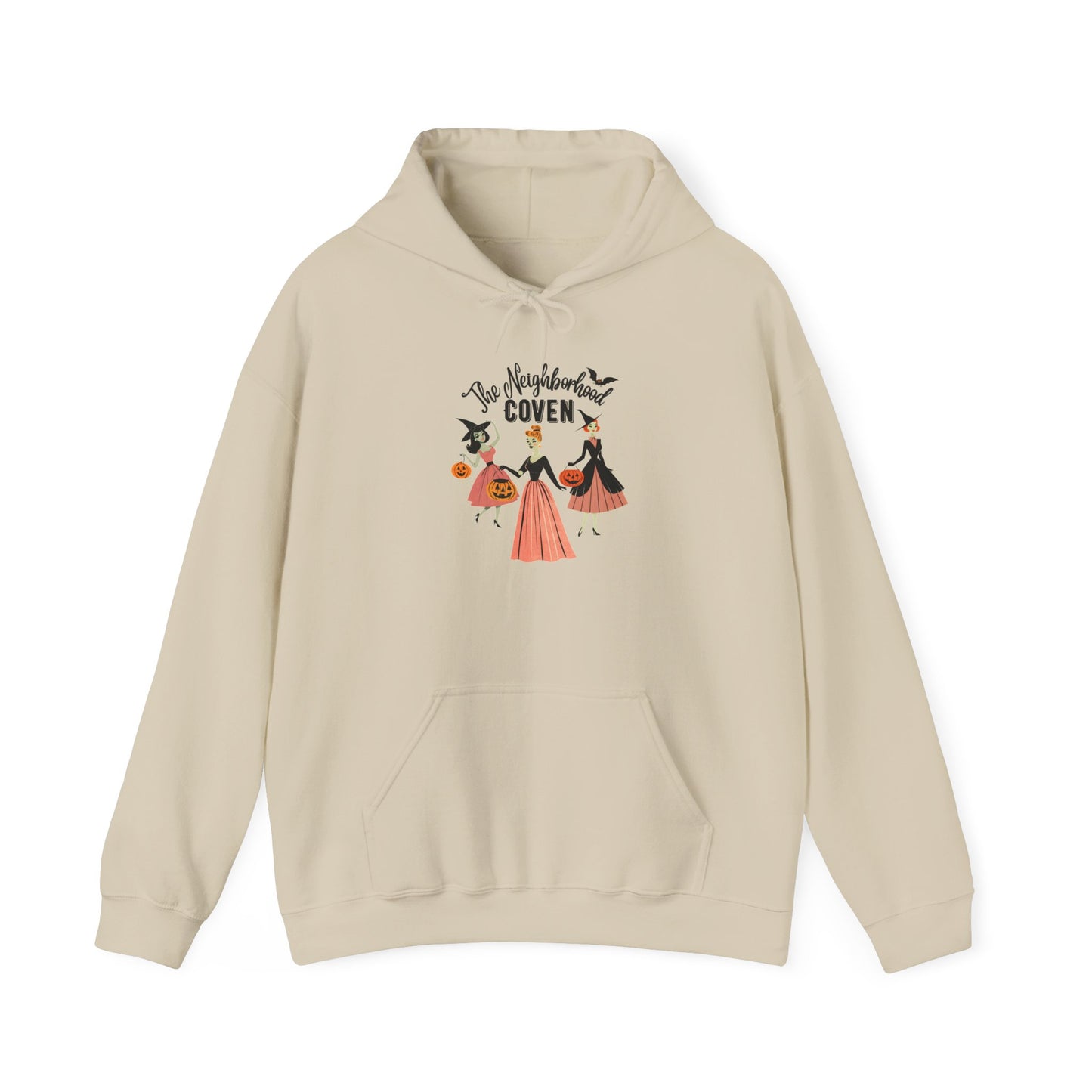 Witchy Girls Halloween Hoodie — 'Coven' Vintage Witch Trio Pullover