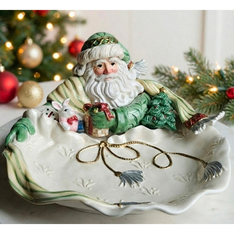Fitz & Floyd Classics Santa Serving Bowl | Vintage 1990s Holidays Centerpiece