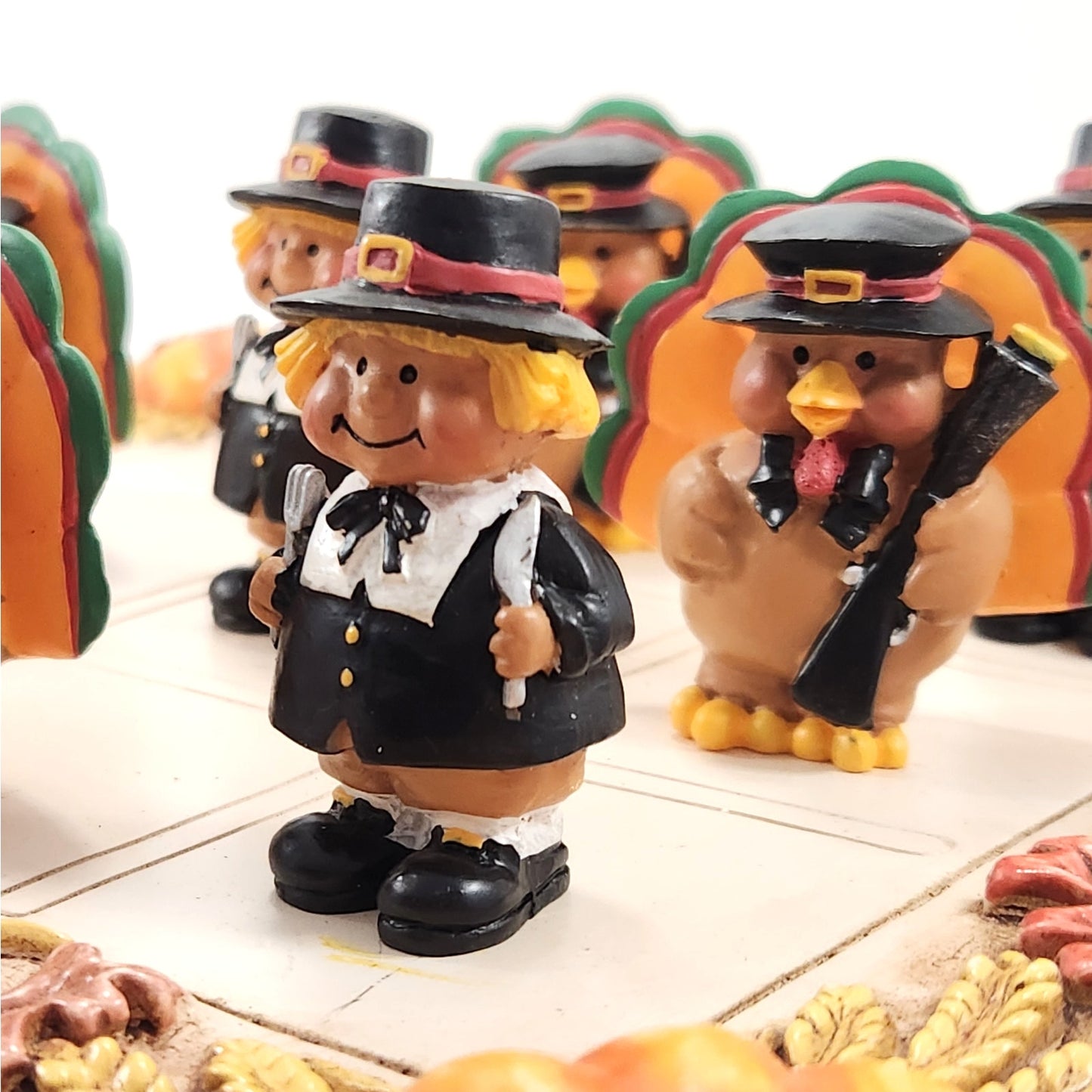Yankee Candle Boney Bunch Thanksgiving Turkey Pilgrim Pumpkin Fall Checkers Set
