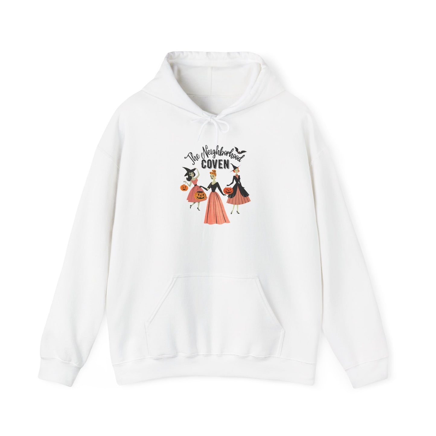 Witchy Girls Halloween Hoodie — 'Coven' Vintage Witch Trio Pullover