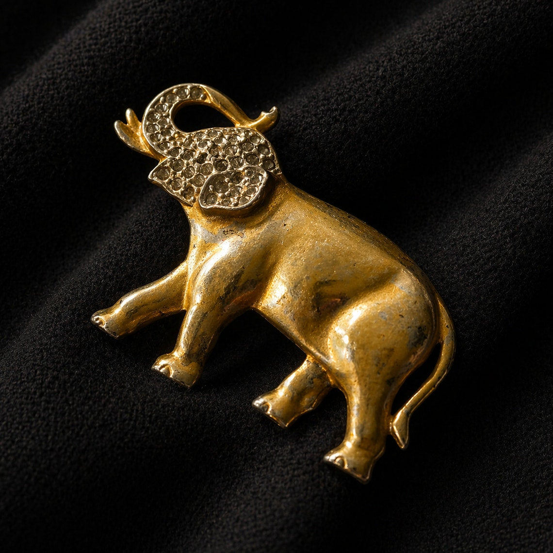Mid-Century Gold Tone Elephant Brooch