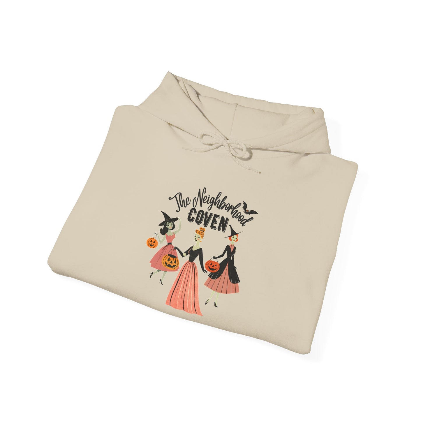 Witchy Girls Halloween Hoodie — 'Coven' Vintage Witch Trio Pullover