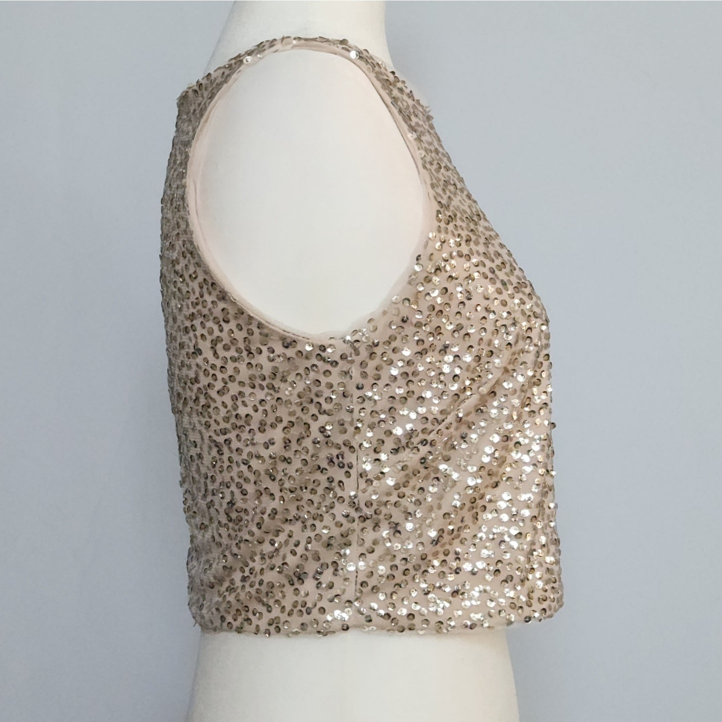 Adrianna Papell Champagne Sequin Sleeveless Evening Top | Women's 6