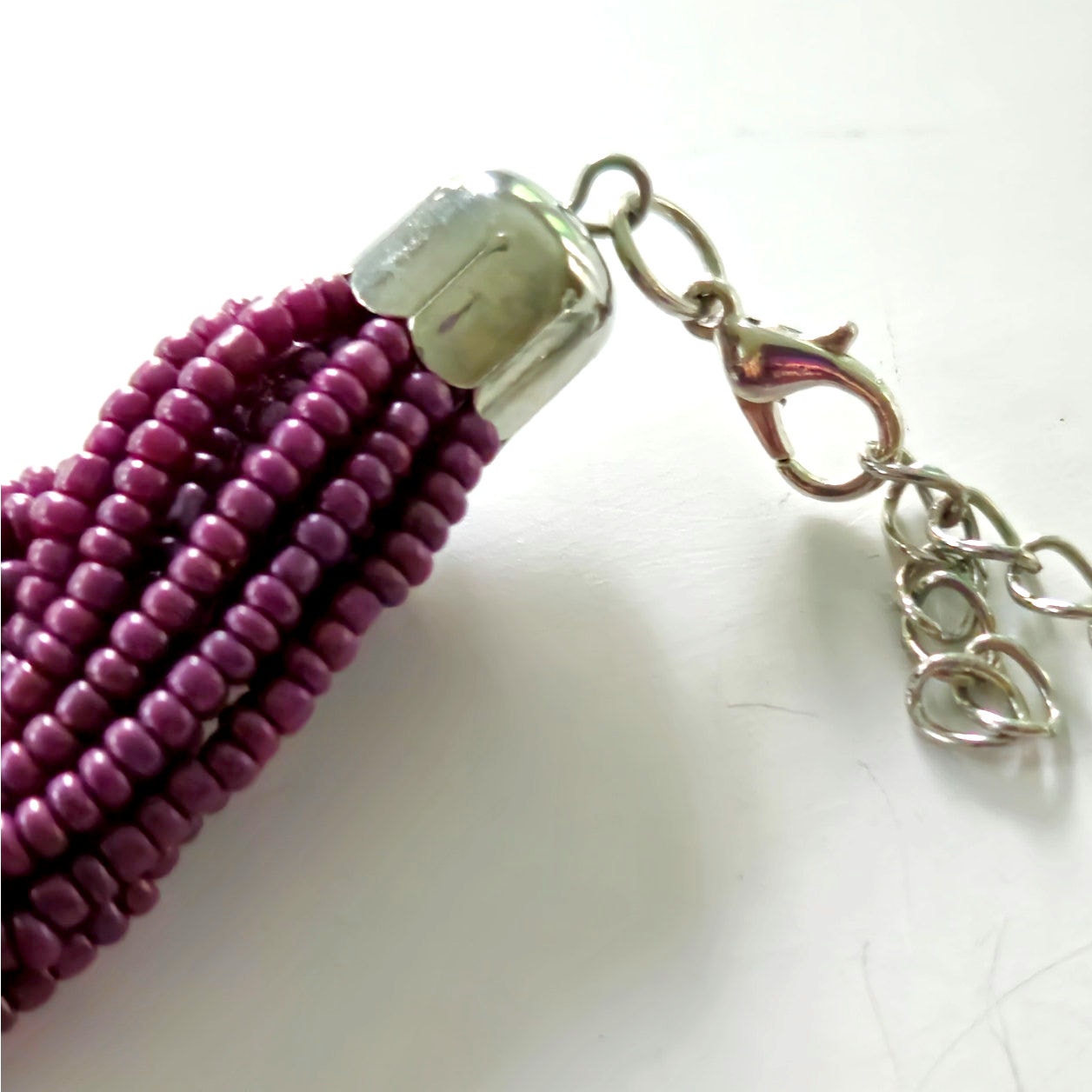 Vintage Y2K Multi-Strand Purple Seed Bead Braided Statement Necklace
