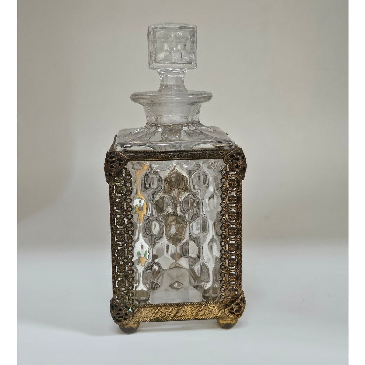 1950s Gold Gilt Filigree Perfume Bottle