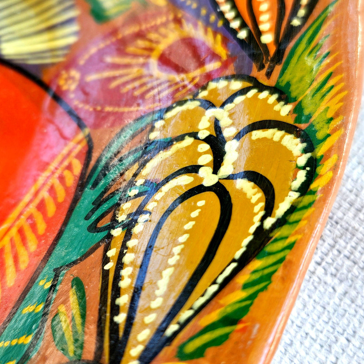 1970s Hand Painted Terracotta Fish Plaque