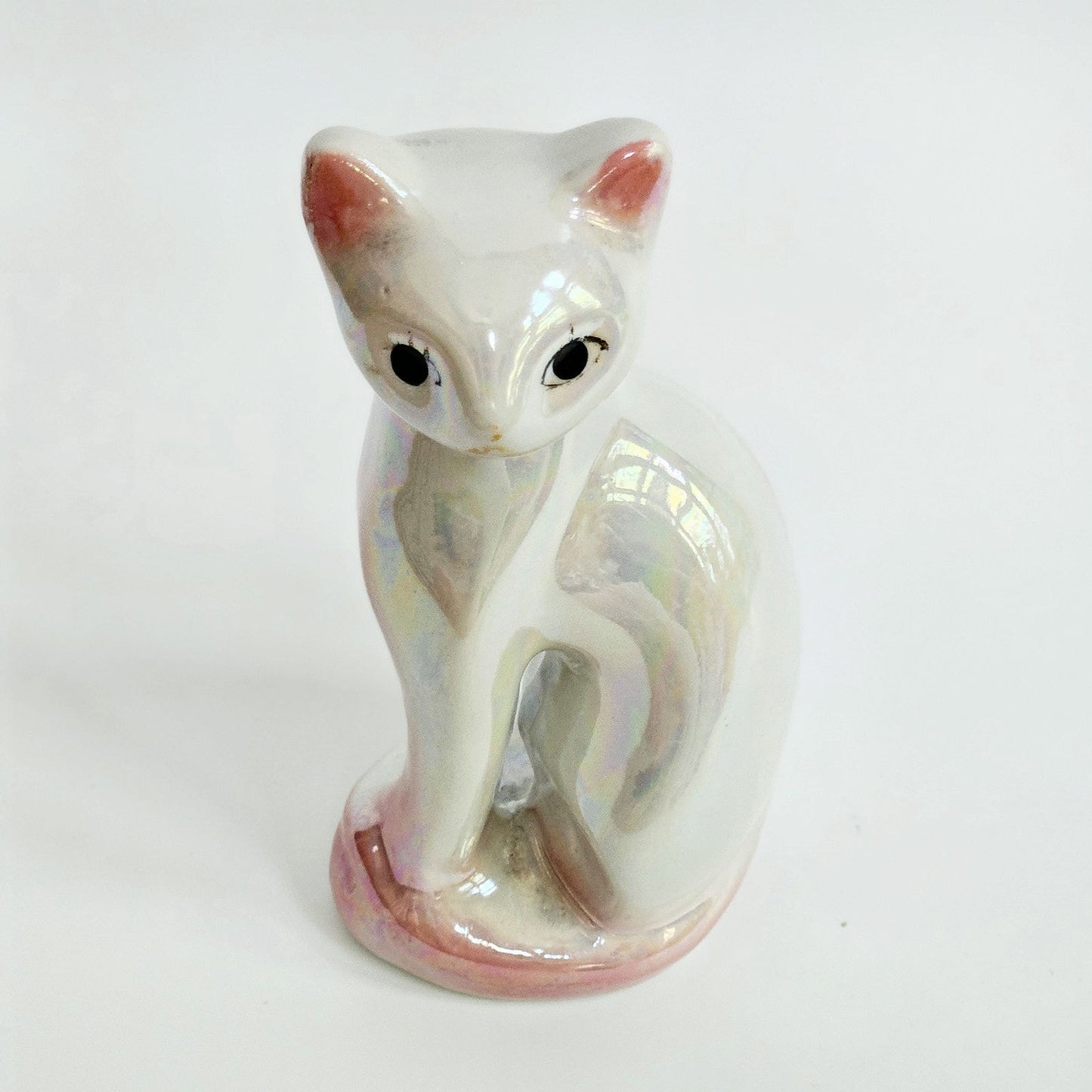 Mid-Century Iridescent Lustre Glaze Cat Figurine