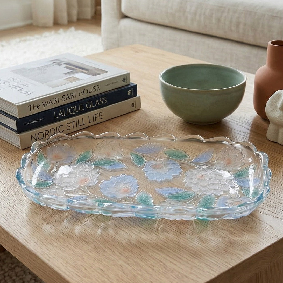 1990s Frosted Pastel Lotus Flower Tray