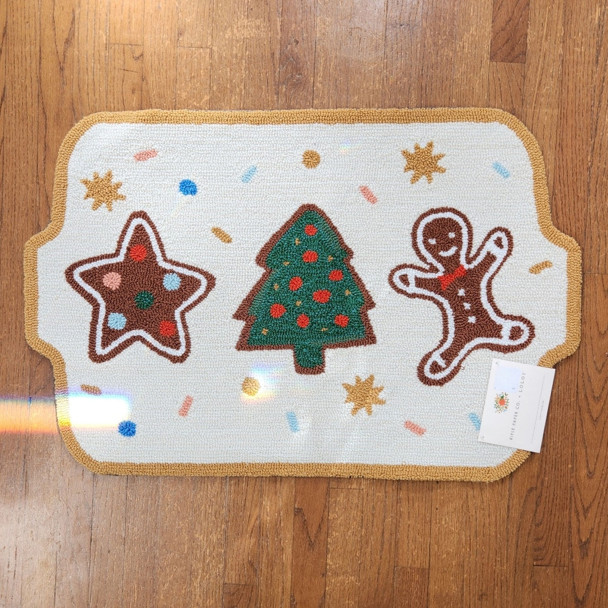 NWT Rifle Paper Co. × Loloi Holiday Gingerbread Hooked Accent Rug 2'x3'