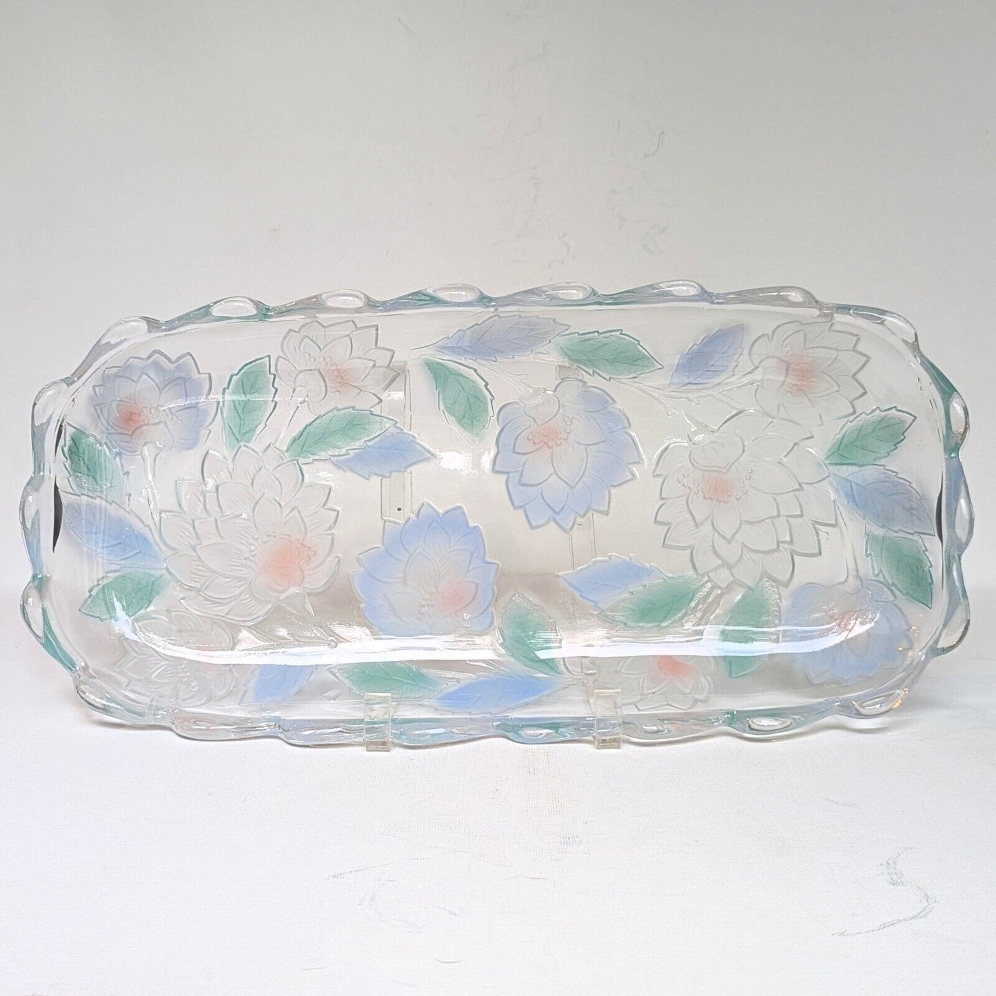 1990s Frosted Pastel Lotus Flower Tray