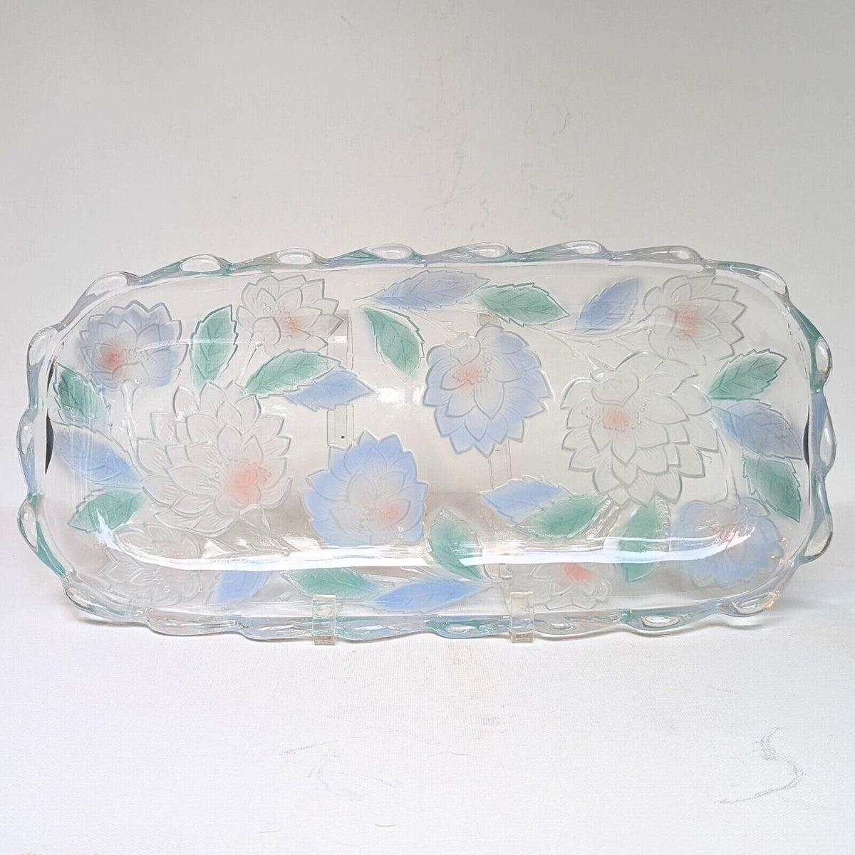 1990s Frosted Pastel Lotus Flower Tray