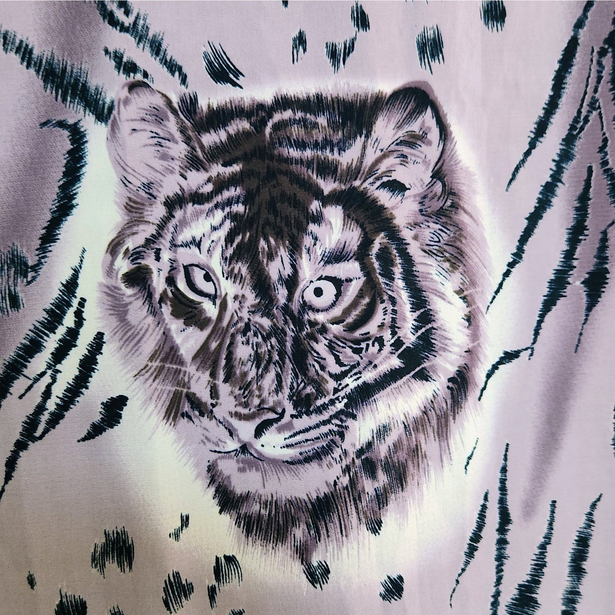 1980s Large Silky Mauve Animal Print Scarf