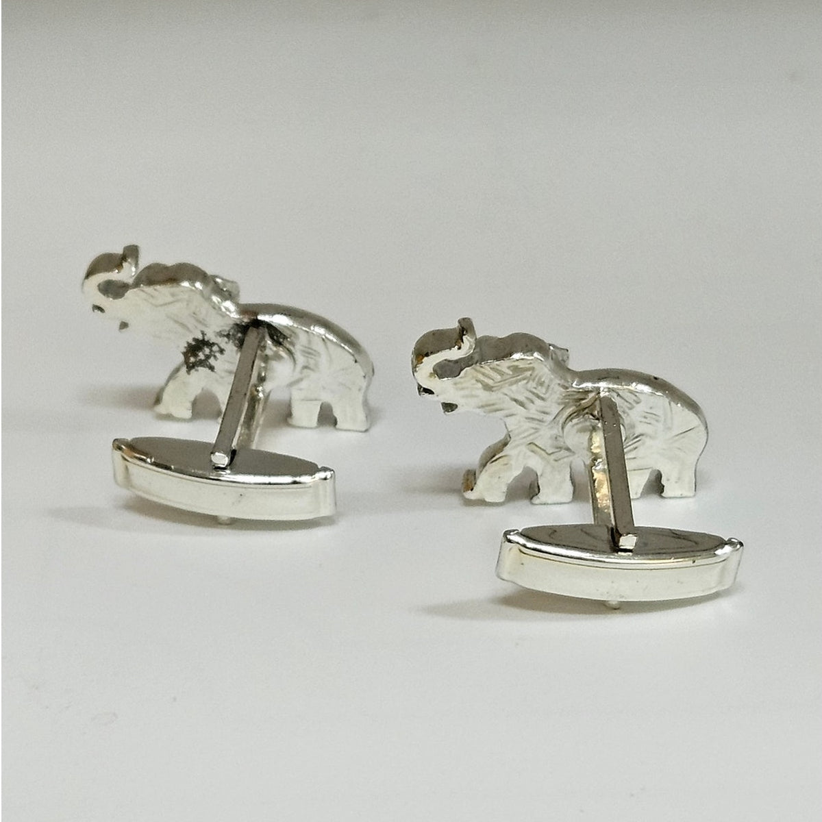 MCM Silver Tone Elephant Cufflinks